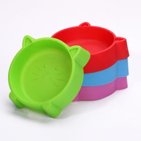 Non-slip healthy cat face bowl cartoon small pet bowl cat bowl dog bowl (colour: pink)