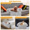 Gray Plush Calming Dog Couch Bed with Anti-Slip Bottom