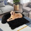 Black Plush Calming Dog Couch Bed with Anti-Slip Bottom